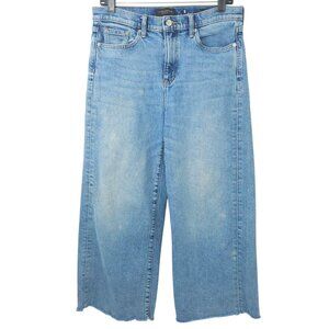 Banana Republic Crop Denim Womens Size 30 Mid Rise Wide Leg Raw Hem Jeans